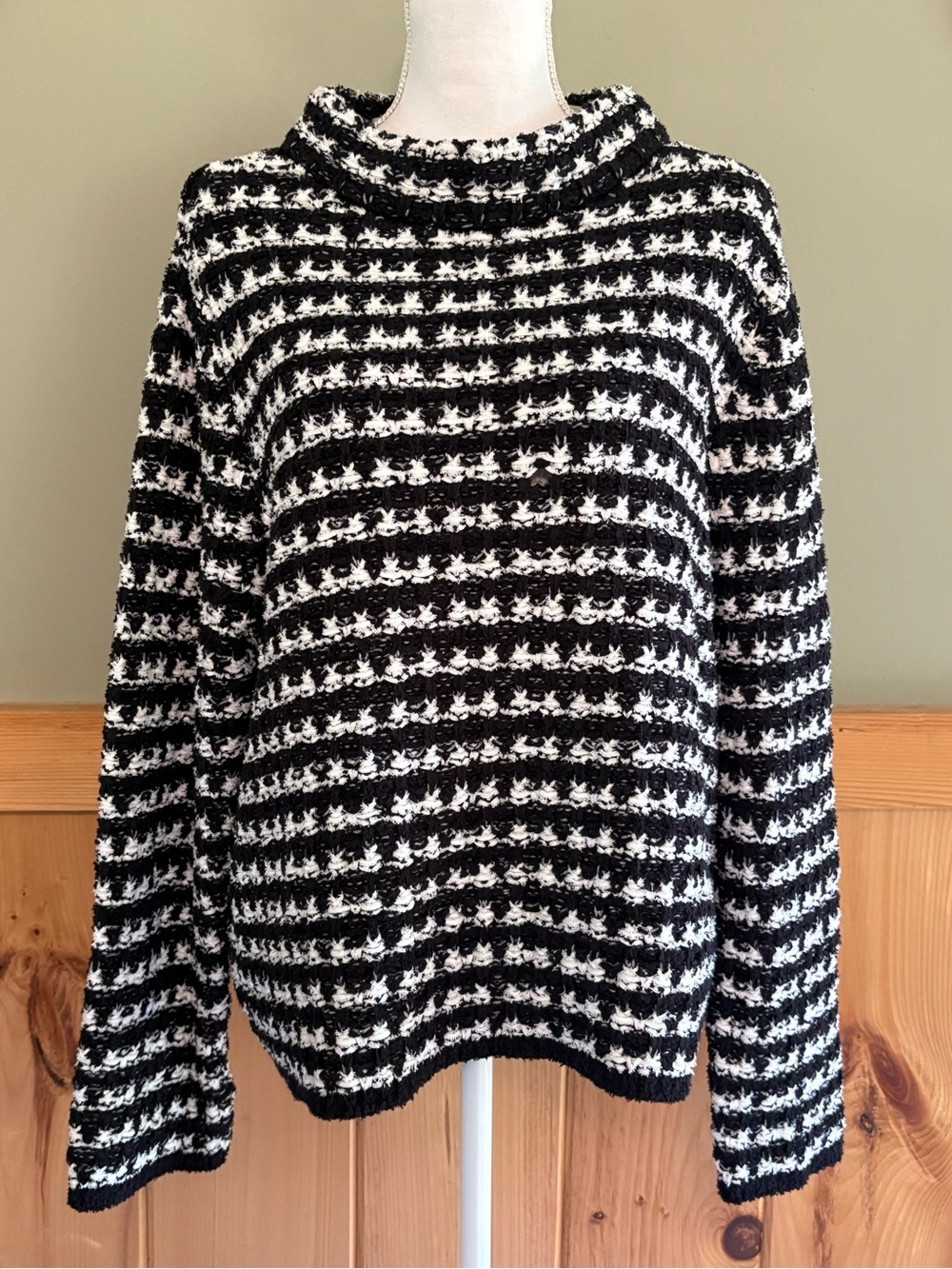 Ann Taylor Boxy Abstract Check Knit Sweater size XL NWT